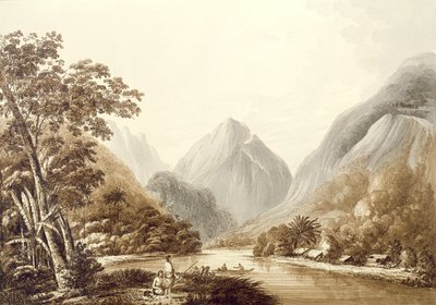 「南の海の景色」パブのオタヘイト島のオハイテペハ湾の景色。 1791 作： John Webber